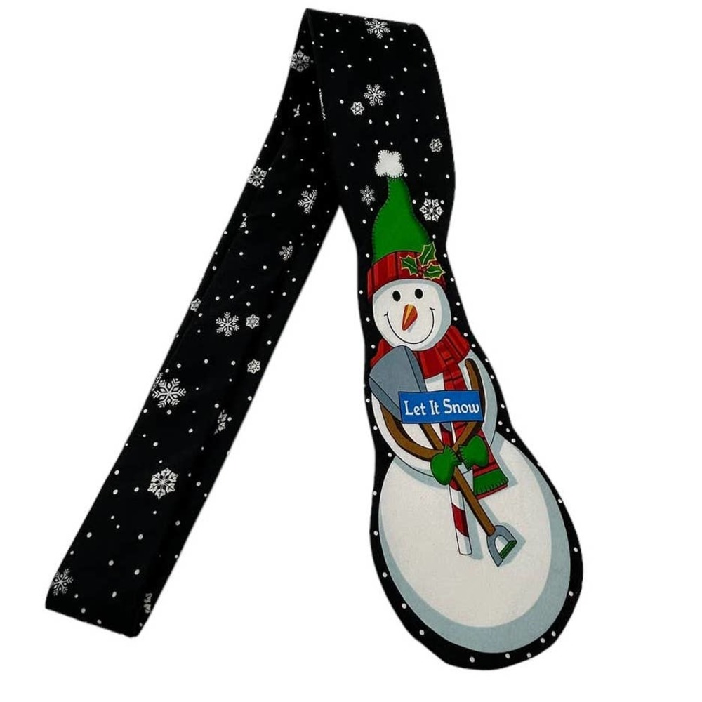 LET IT SNOW CHRISTMAS HOLIDAY SNOWMAN SNOWFLAKE MEN’S TIE